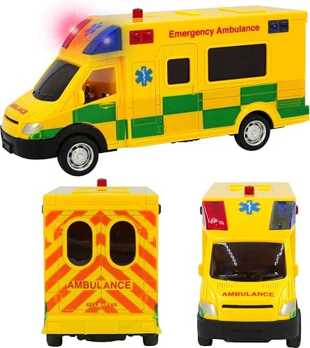 D.A.Y. Republic UK 1:40 Scale Emergency Ambulance Toy With Flashing Lights & Sounds, Friction Powered Play Vehicle, for Boys and Girls - Image 1
