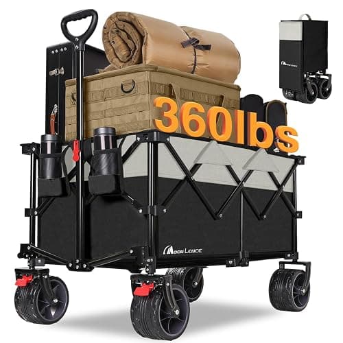 MOON LENCE Collapsible Foldable Wagon Cart, 220L Large Weight Capacity Folding Utility Wagon with All-Terrain Big Wheels, Utility Cart Wagon for Garden, Grocery, Shopping, Camping, Beach, Picnics - Image 1