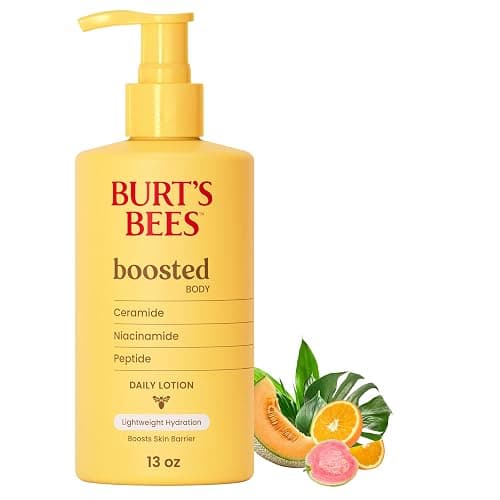 Burt's Bees Christmas Gifts, Boosted Body Lotion, With a Ceramide, Niacinamide and Peptide Complex, Lightweight Daily Lotion, Tropical Scented, 13 oz. Bottle - Image 1