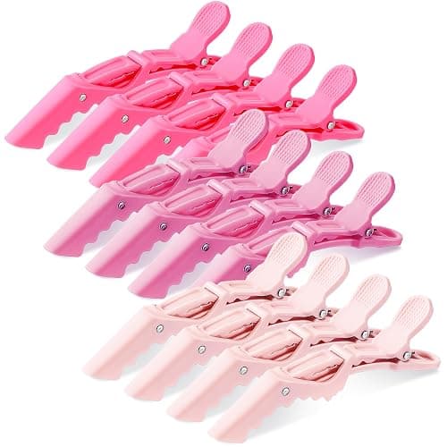 Havawish 12 Pcs Alligator Clips for Hair Styling Matte Alligator Crocodile Clips for Women Hair Sectioning(Pink) - Image 1