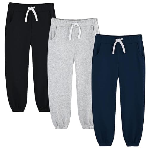 Bumeex 3 Pack Toddler and Boy Sweatpant Joggers Pants Fashion Cinched Hem Athletic Jogging Sweat Pant 100% Cotton 2-14 Years - Image 1