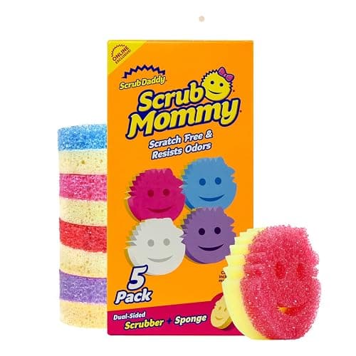 Scrub Daddy Scrub Mommy Kitchen Sponges for Dishes & Wiping Spills - Dual-Sided Dish Scrubber Sponge for Cleaning - Multi-Colored Bulk Pack - Stain & Odor Resistant (5 Count) - 5 Count (Pack of 1) - Exclusive Scrub Mommy - Image 1
