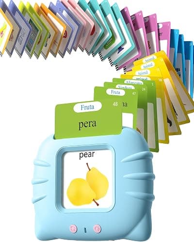 Bilingual Spanish and English Talking Flash Cards for 1-3, Airbition Pocket Speech Therapy Tools with 512 Words, Montessori Language Learning and Autism Aids, Children's Sensory Learning Kits - Image 1