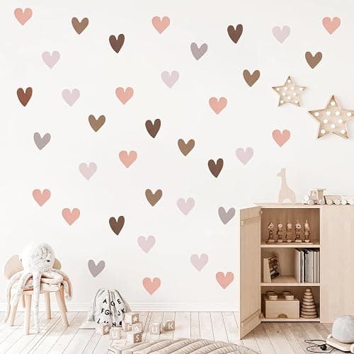 EASYKEENECOM 78 adesivi da parete boho a forma di cuore, decorazione per cameretta dei bambini, soggiorno, camera da letto, PVC, Bohémien - Image 1