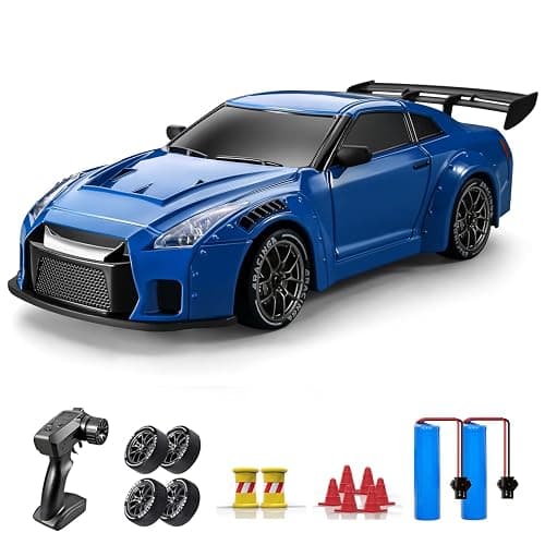 ACAMMZAR RC Drift Car, 1:24 Remote Control Car for Kids, 20KM/H 4WD High Speed RC Cars with Lights, Extra Racing Tires, Vehicle for Adults Boys Girls, Blue - Image 1