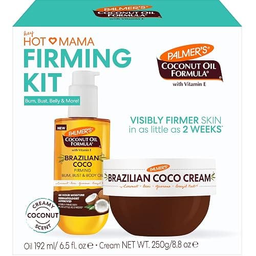 Palmer's Brazilian Coco Hot Mama Firming Kit (Cream 8.8 Oz + Oil 6.6 Fl Oz) | Coconut Oil Formula Skin Care Duo, Helps Tone Bum, Belly & Thighs, Guarana, Acai + Brazil Nut, Deep Hydration, 48hr Moisture - Image 1