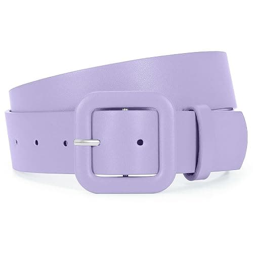WHIPPY Women Leather Belt Candy Color Fashion Square Buckle Belt Ladies Belt for Jeans Pants Dresses - Image 1