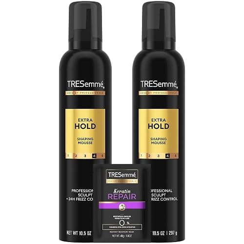 TRESemmé Shaping Mousse, Extra Hold 2-Pack – Moisturizing Hair Mousse for Sculpting, 24H Frizz Control + Keratin Mask - Image 1