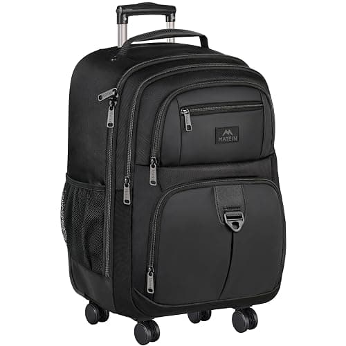 MATEIN Rolling Backpack with 4 Wheels, 17 inch Roller Travel Laptop Backpack for Women Men, Large Water Resistant Business Wheeled Bag, Airline Approved Carry on Luggage Suitcase Bag, Black - Image 1
