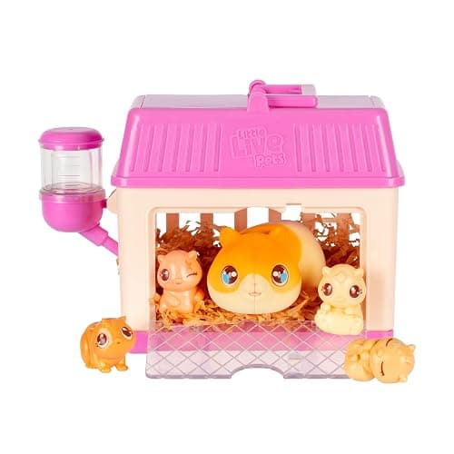 Little Live Pets Hamster Mini Interactive Toy Set, Hutch Animal Playset with 3 Surprise Babies, 20+ Sounds, Hamster Must-Haves for Ages 3+ - Image 1