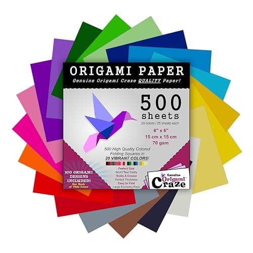 Origami Paper 500 Sheets Premium Quality for Arts and Crafts 6" Square Sheets 20 Vibrant Colours Same Colour on Both Sides 100 Design Ebook Included (See Back of Cover for Download info) - Image 1