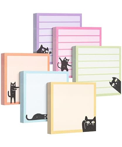 Mr. Pen- Black Cat Sticky Notes Set, 3" x 3", 6 Pads, 480 Sheets, Black Cat Sticky Notes, Memo Pads, Self-Stick Note Pad for Office, School, Home, Study & Organization - Image 1