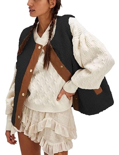 Bozanly Women's Fuzzy Fleece Vest Oversized Sleeveless Sherpa Warm Gilet Jacket Outerwear with Pockets - Image 1