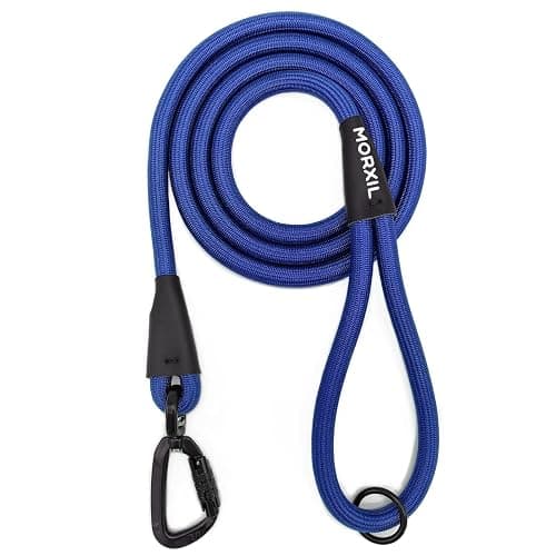 MORXIL Rope Dog Leash, 6 Foot Heavy Duty Dog Leash with Aviation Aluminum Auto Locking Carabiner, Strong Nylon Pet Lead for Small, Medium, Large Dogs (Blue, 6FT) - Image 1