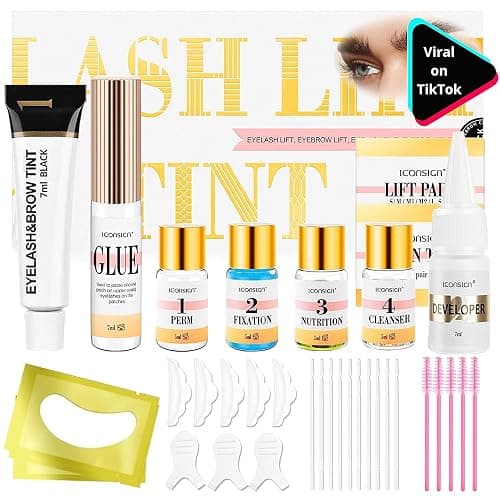 Lash Lift and Black Kit, 4 in 1 Professional Black Color Eyelash & Eyebrow Perm Kit, Easy for Beginner, Quick Lifting & Voluminous Coloring Eyelash Lift Kit for Salon Grade Home DIY Use - Lash Lift and Black Kit - Image 1
