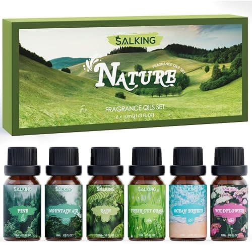 SALKING Nature Fragrance Oils, Premium Essential Oil for Diffuser, Scented Oil Gift Set for Soap Candle Making - Pine, Ocean Breeze, Rain, Fresh Cut Grass, Wildflowers, Mountain Air - Image 1