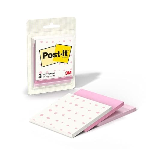 Post-it Polished Patterns Sticky Notes, Bubble Blush Design Featuring 1 Dot Pattern, 1 Positively Pink, and 1 Pink Salt Sticky Note Pad, 3 in. x 2.9 in., 45 Sheets per Pad - Image 1