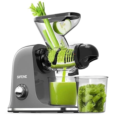 SiFENE Cold Press Juicer Machine Compact Single Serve Slow Masticating Juicer Vegetable and Fruit Juice Extractor Maker Squeezer Easy to Clean Non-BPA,Gary - Image 1