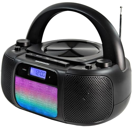 Magnavox MD6972 Portable Top Loading CD Boombox with Digital AM/FM Stereo Radio, Color Changing Lights, and Bluetooth Wireless Technology | CD-R/CD-RW Compatible | LCD Display | - Image 1