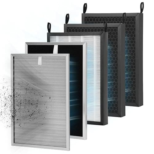 5 Pack Replacement Filters Set Compatible with Nuwave OxyPure 47001, 47002, 47003, 47004 Air Purifiers with 1pcs SS Pre-filter, 1pcs Ozone Removal Filter, 3pcs HEPA/Carbon Filters - Image 1