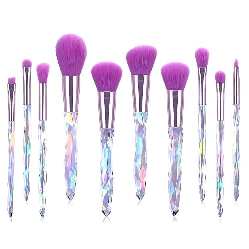 Kingtree Makeup Brush Set, 10PCS Crystal Makeup Brushes Premium Synthetic Foundation Powder Concealer Eye Shadow Blush Makeup Brushes Set, Professional Make Up Brush Kit for Girls Ladies - Image 1
