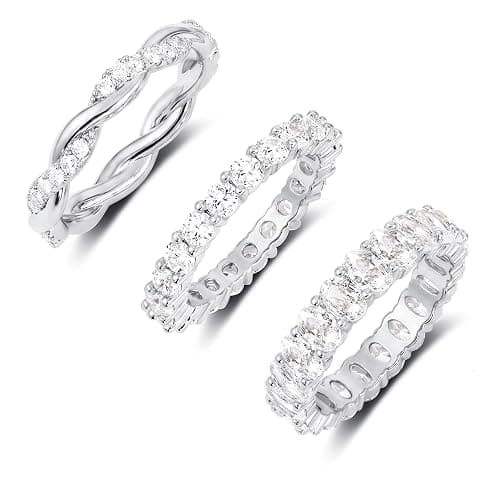 TOBENY Gold Engagement Rings for Women Non Tarnish Stackable Wedding Bands | Cubic Zirconia Sterling Silver Ring, Dainty Promise Love Eternity Stacking Thumb Ring Set, Gold Bridal Rings, Size 6 7 8 9 10 - Image 1