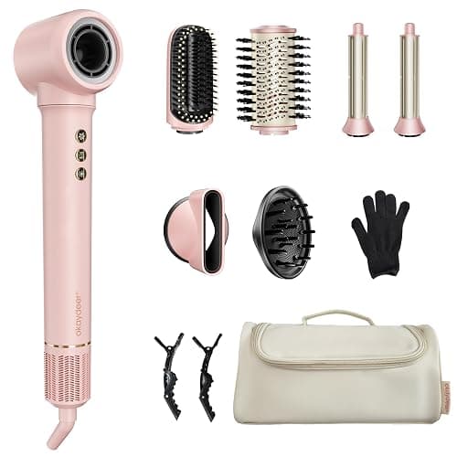 okaydeer 7 in One Hair Dryer Brush with Auto Wrap Curlers, Negative Ionic, No Heat Damage, Blow Dryer, Fast Drying & Frizz-Free Styling, Hot Air Styler, Straightener&Volumizing Brush with Storage Bag - Image 1