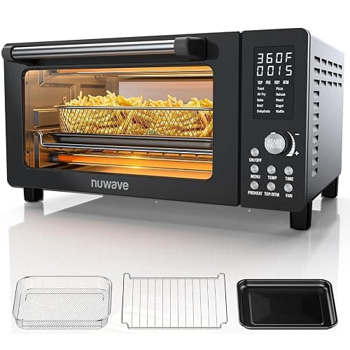Nuwave Bravo Pro Convection Air Fryer Toaster Oven Combo, 2025 New and Improved, 10-in-1, 50°-450°F Temp Controls, Quick & Even Crisp Technology, 21Qt Capacity, Black, PFAS Free - Black - Image 1