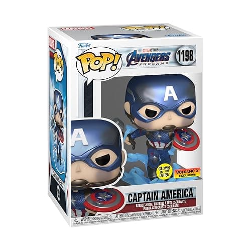 Funko POP! Marvel Avengers Endgame Captain America with Broken Shield & Mjolnir (Glow in The Dark & Metallic), Exclusive - Image 1