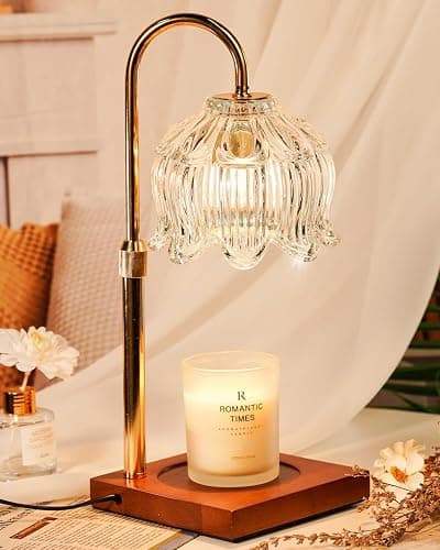 White Clear Candle Warmer Lamp with Timer & Dimmer, Candle Warmer Adjustable Height, Gifts for Women Mom Birthday Christmas, House Warming New Home Bedroom Decor, Flower Wax Warmer for Jar Candles - Image 1