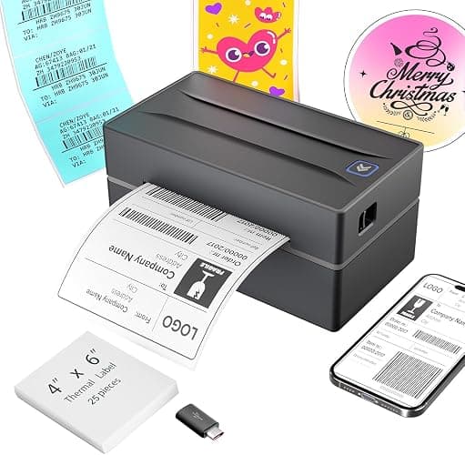 Thermal Shipping Label Printer 4x6 Bluetooth Label Maker for Small Business | Wireless Mailing Shipping Printer for USPS UPS Amazon Shopify Etsy - Compatible with iPhone Android Windows & Mac (Black) - Image 1