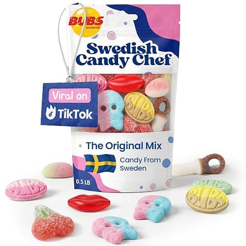 Swedish Candy Chef - Bubs Swedish Candy Mix – Sweet & Sour Gummies – Big Ovals, Skulls & More – 1/2 Pound Assorted Scandinavian Treats Imported from Sweden - Image 1