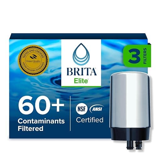 Brita Replacement Water Filter for Faucet Mount, Removes 99% of Lead, Sink Filtration System, Chrome, 3 Count - Image 1