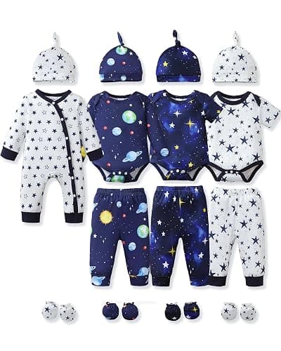 NZRVAWS Preemie Newborn Baby Boy Clothes Infant Clothing Romper Pant Outfits Set Layette Essentials 19 Pieces 0 3 6 12 Months - Image 1