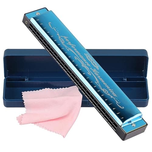 Harmonica Professional Harp Harmoc Armonica Key of C 24 Hole Polyphony Diatonic Mouth Organ with Case for Blues Folk Jazz Pop for Music Student Teacher Beginner Gift - Image 1