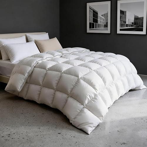 Goose Down Comforters 100% Oganic Cotton Shell California King Size Comforter Luxury Duvet Insert, All Season White Bed Comforter Medium Warmth Goose Down Duvet,430 Thread (Cali King 104x96) - Image 1