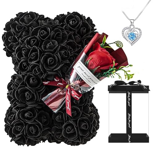 hodipea Rose Bear Gifts for Women-Best Gift for Valentine's Day,Mother's Day,Christmas,Birthday,Handmade Artificial Rose Teddy Bear Gifts for Girlfriend,Mom, and Daughters,Surprise Clear Gift Box - Image 1