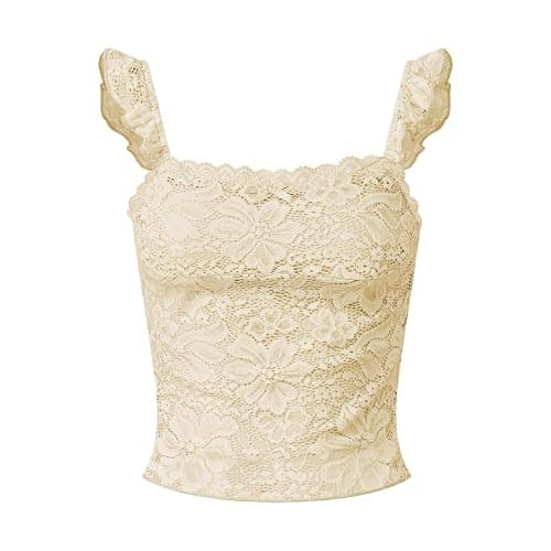 Women Y2k Lace Trim Tank Tops Teen Girl Fairycore Sleeveless Solid Going Out Streetwear Summer Crop Camisole - Image 1