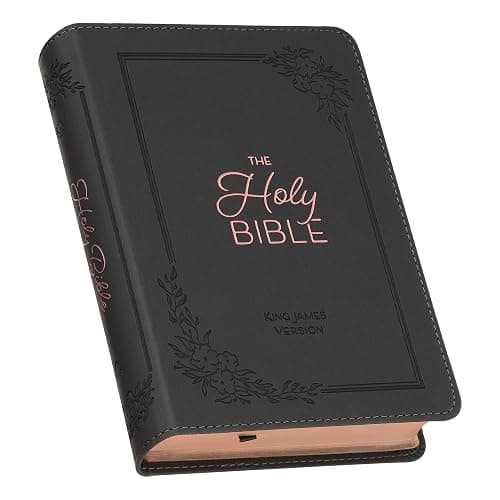 KJV Holy Bible, Compact Large Print Faux Leather Red Letter Edition Ribbon Marker, King James Version, Cobalt Gray (KJV Compact LP Editions) - Image 1