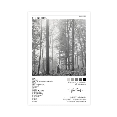 stortnate Taylor Posters Swift Poster Folklore Music Album Cover Canvas Posters Wall Art Decor Paintings for Living Room Bedroom Unframe:16x24inch(40x60cm) - Image 1