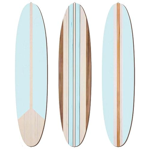 Gerrii 3 Pieces Surfboard Wall Decor 23.6" x 5.4" Preppy Beach Room Decor Aesthetic Large Wooden Cute Beachy Tropical Wall Art for Surfer Bedroom Living Room Bathroom Decorations(Blue) - Image 1