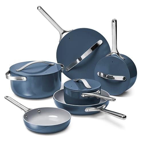 Caraway Deluxe Non-stick Ceramic Cookware Set (16 Piece) Pots, Frying Pans, Lids and Kitchen Storage - PFAS & PFOA Free - Oven Safe Pan Set & Compatible with All Stovetops - Navy - Image 1