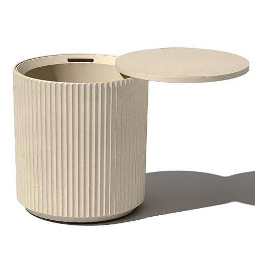 Veradek Cooler Side Table - 2 in 1 - Designed for use as Outdoor Side Table, Patio Decor and Ice Chest - Sand - Fluted Surface - Image 1