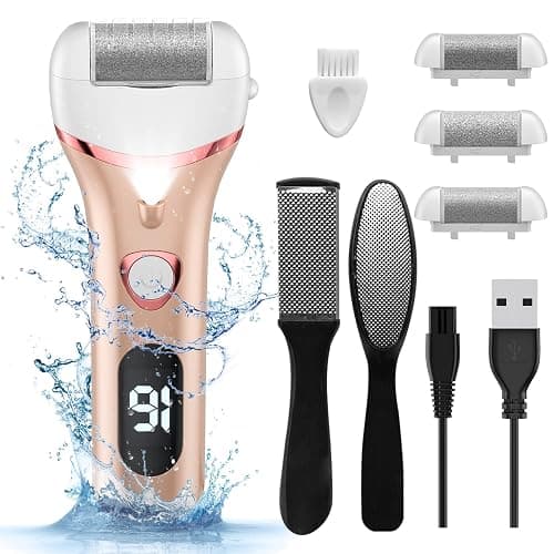 Electric Foot Callus Remover, Rechargeable Portable Electronic Foot File Pedicure Kits, Waterproof Foot Scrubber File, Professional Pedicure Tools, Foot Care for Dead Skin Ideal Gift, 3 Rollers - Image 1