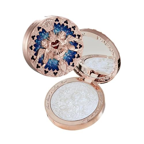 Flower Knows Little Angel Embossed Highlighter - Cool Starlight Highlighter Powder,Long-Lasting Ethereal Starry Glow,Cool Blue-Purple & White Pearl Shimmer,Galaxy-Inspired(L04 Moon River) - Image 1