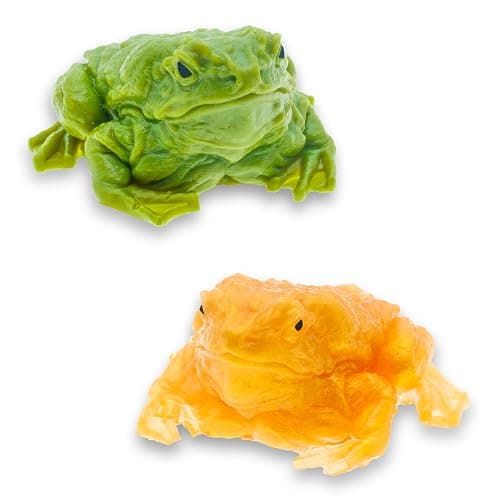 Taba Realistic Frog Squeeze Toys, Realistic Toad Stress Relief Toys, Green & Yellow Squishies Frog Toys for Kids/Adults, Sticky Squishy Toad Fidget Toys for Autism/ADHD/ADD/OCD - Image 1