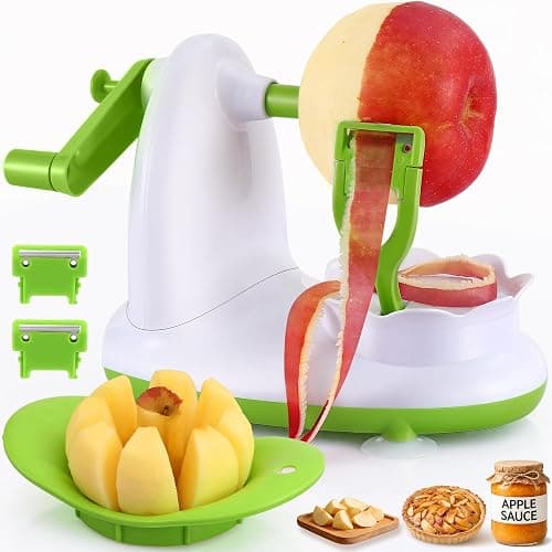 Apple Peeler for Apple Sauce and Pie, 8-Wedge Apple Slicer Corer with Stainless Steel Blades, Upgraded Strong Suction Base, Includes 2 Replacement Blades - Image 1