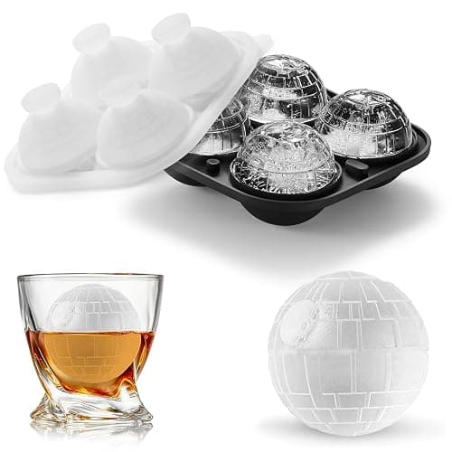 ACOOKEE Death Star Ice Cube Molds, Nerd Whiskey Gifts for Men Geeks, Fun Shapes Large Ball Ice Cube Mold for Cocktails, Bourbon - Image 1