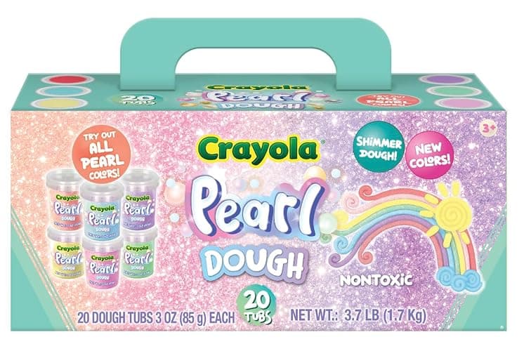 Crayola Dough - Pastel Play Dough with Pearl Special Effects | 20 Tubs of 3oz Pearlized Sparkle in 6 Pastel Colors | Non Toxic Playdough for Home, Party Favors, Preschool and Classroom Supplies - Crayola Special Effects Pearl Dough - Image 1