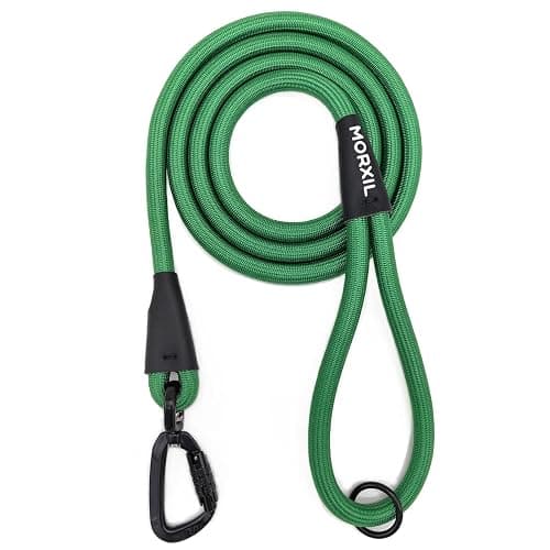 MORXIL Rope Dog Leash, 6 Foot Heavy Duty Dog Leash with Aviation Aluminum Auto Locking Carabiner, Strong Nylon Pet Lead for Small, Medium, Large Dogs (Green, 6FT) - Image 1